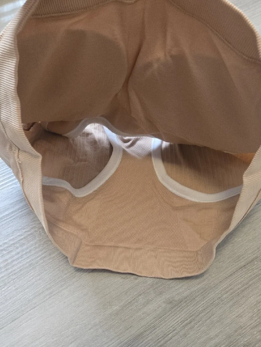 lululemon athletica Nude Ribbed Racerback Tank with White Trim